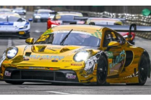 Spark-Model Porsche 911 992 GT3 R #22 Schumacher CLRT 3rd Pl Macau GT Cup 2025 1:18 WITH DISPLAY
