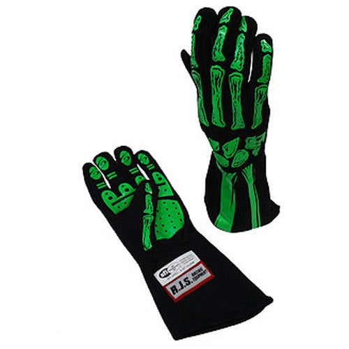 Single Layer Lime Green Skeleton Gloves X-Large - 600090147
