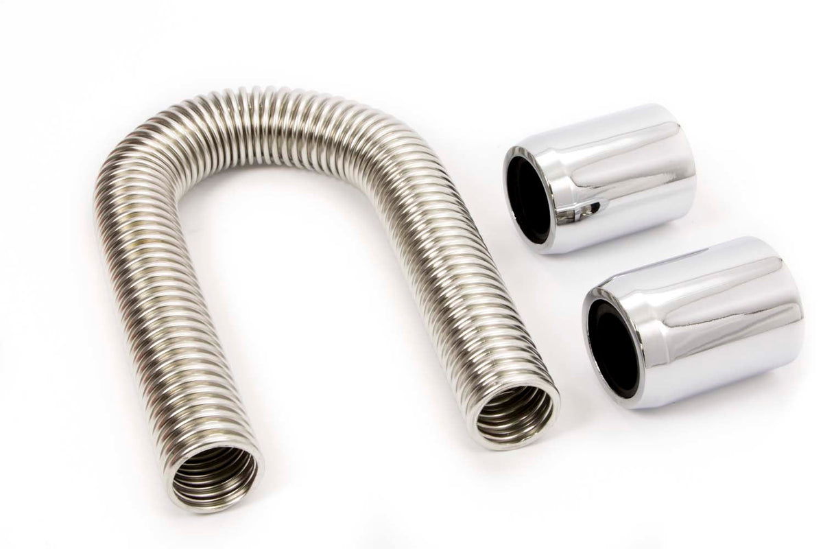 12in Stainless Hose Kit w/Chrome ends - R7302