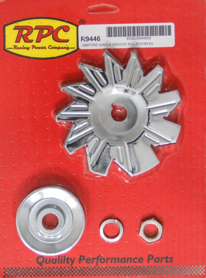 SIngle Groove Alternator Pulley And Fan Chrome - R9446