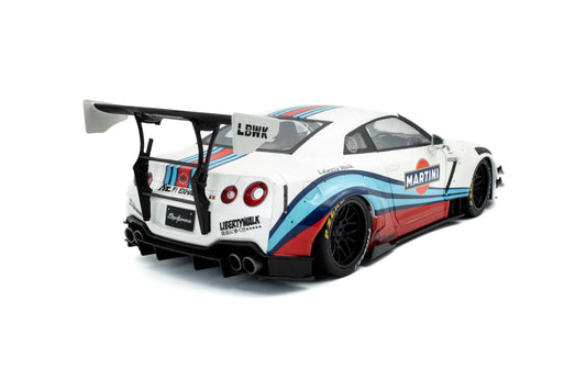 STM Diecast Solido 2024 Nissan GT-R (R35) W/ Liberty Walk Body Kit 2.0 Martini White 1:18 - View 2