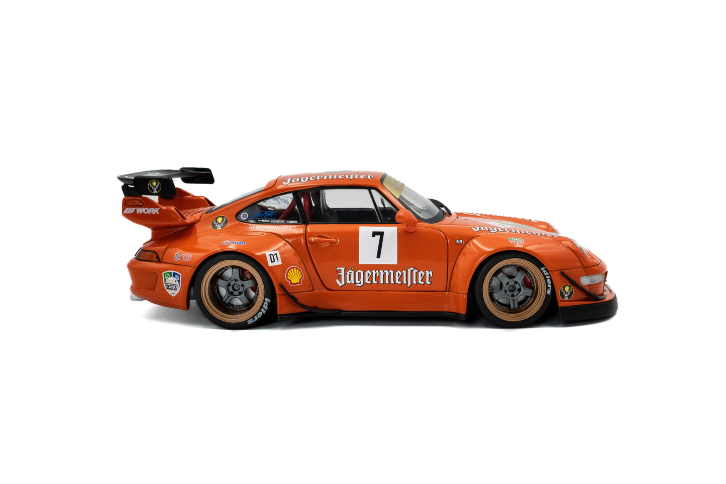 Solido 2020 Porsche 993 RWB Bodykit #7 Jagermeister Orange 1:18