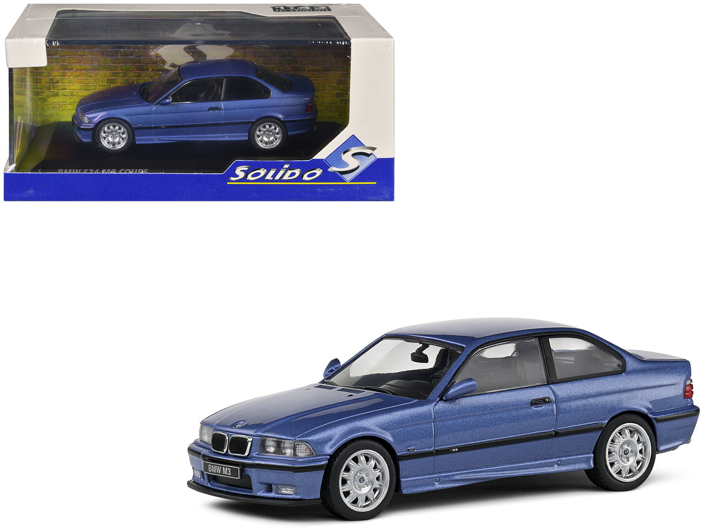 1999 BMW E36 M3 Coupe Estoril Blue Metallic 1/43 Diecast Model Car by Solido free shipping USA
