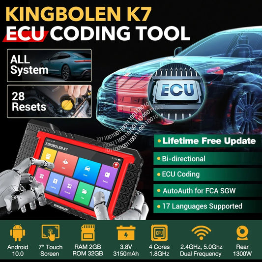 Rapid Vehicles KINGBOLEN K7 Car Diagnostic Tools All System ECU Coding Bidirectionnal 28 Service...