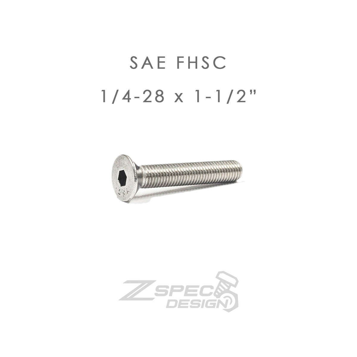 ZSPEC FHSC 1/4-28x1-1/2" SAE Fasteners, SUS304 Stainless, 10-Pack
