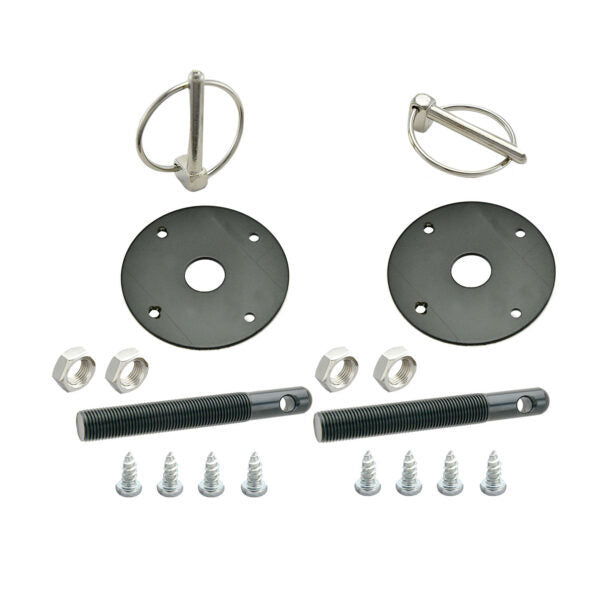 Hood Pin Kit Flip-Over Clips 1/2in Dia. Black - 7716BK