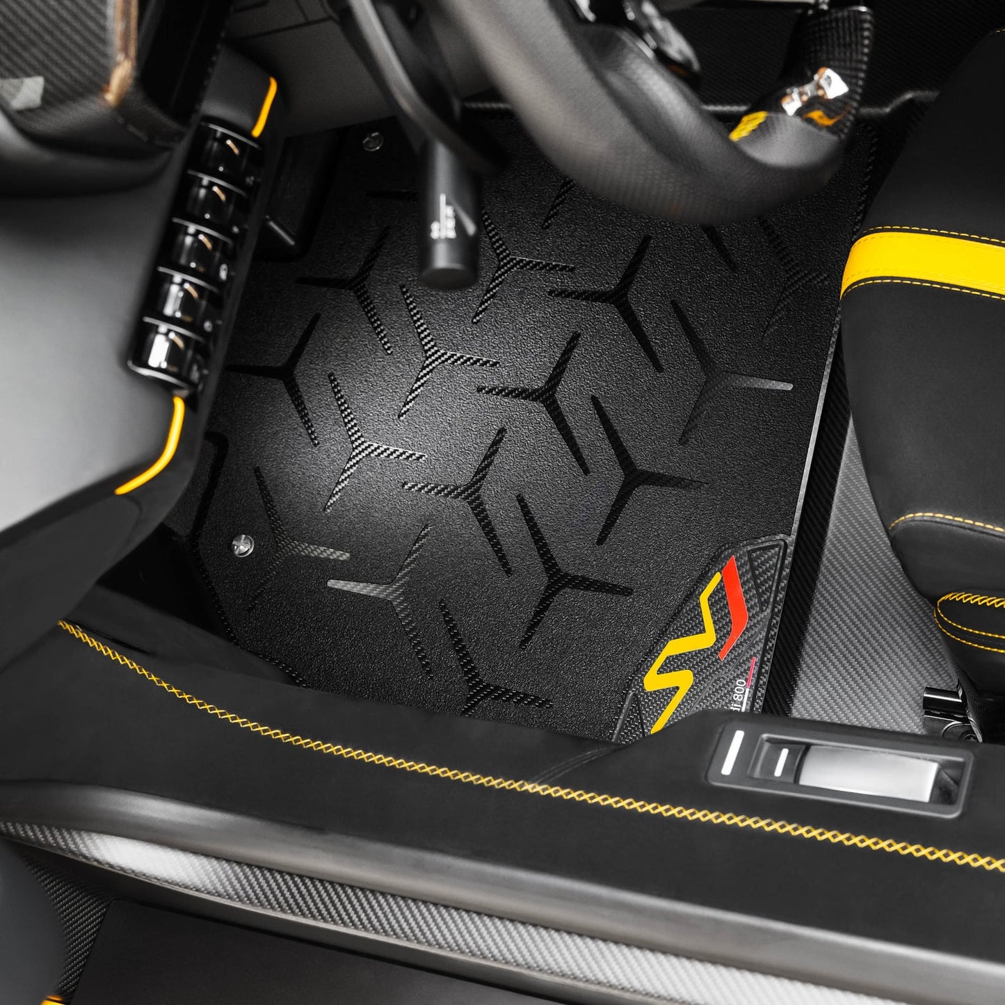 T1 Carbon Fiber Floor Mats for Lamborghini Aventador SVJ – Matte Carbon