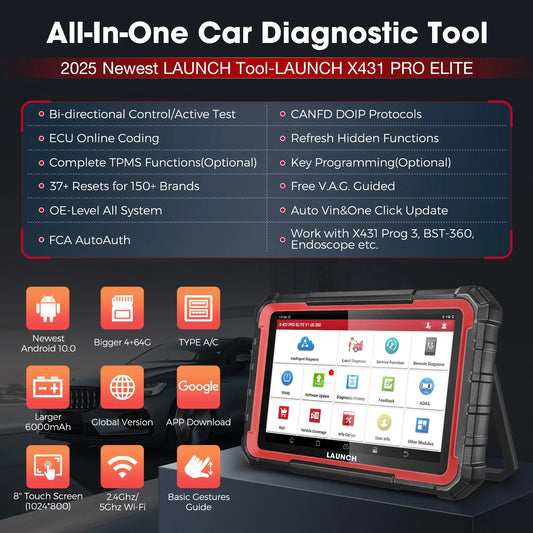 Rapid Vehicles 2025 LAUNCH X431 PRO ELITE Car Diagnostic Tools CANFD DOIP ECU CODING...