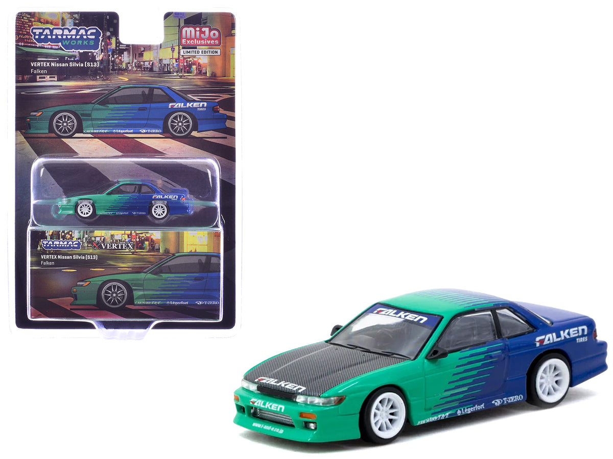 Rapid Vehicles Nissan Silvia (S13) Vertex RHD (Right Hand Drive) "Falken Tires" Green and Blue...