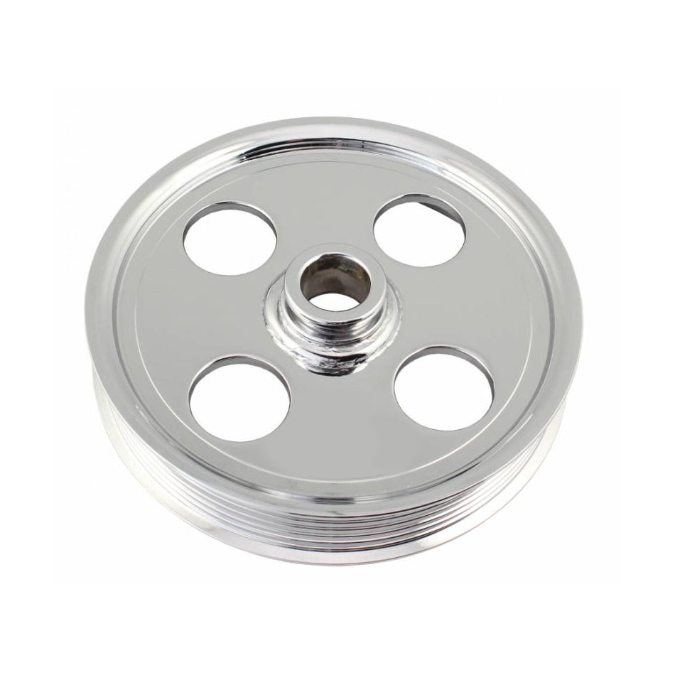 Type II Power Steering Pulley 6 Groove Chrome - 8489A