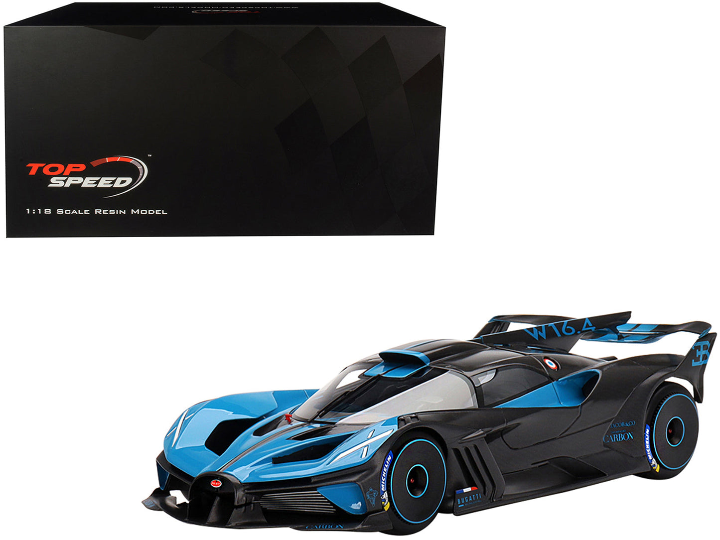 Bugatti Bolide Presentation Version Blue and Black 1/18 Model Car by Top Speed free shipping USA
