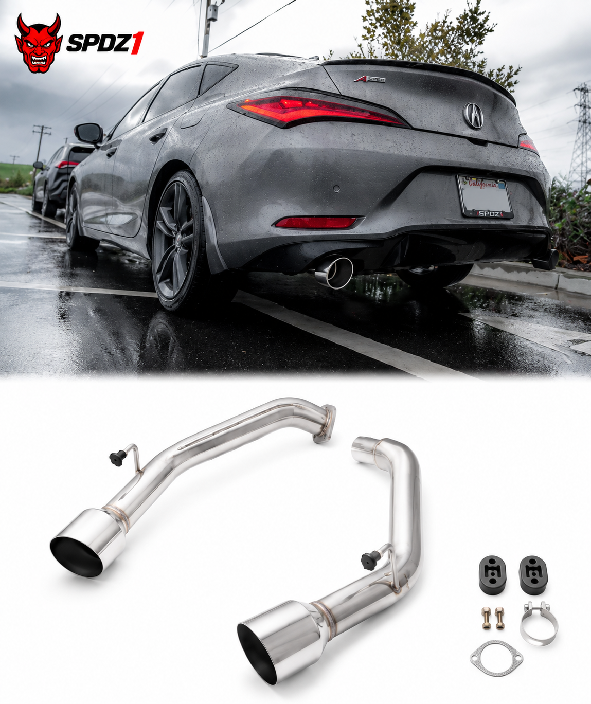 SPDZ1 Axle-Back Muffler Delete Exhaust — 2022+ Honda Civic 1.5T & 2023+ Acura Integra 1.5T
