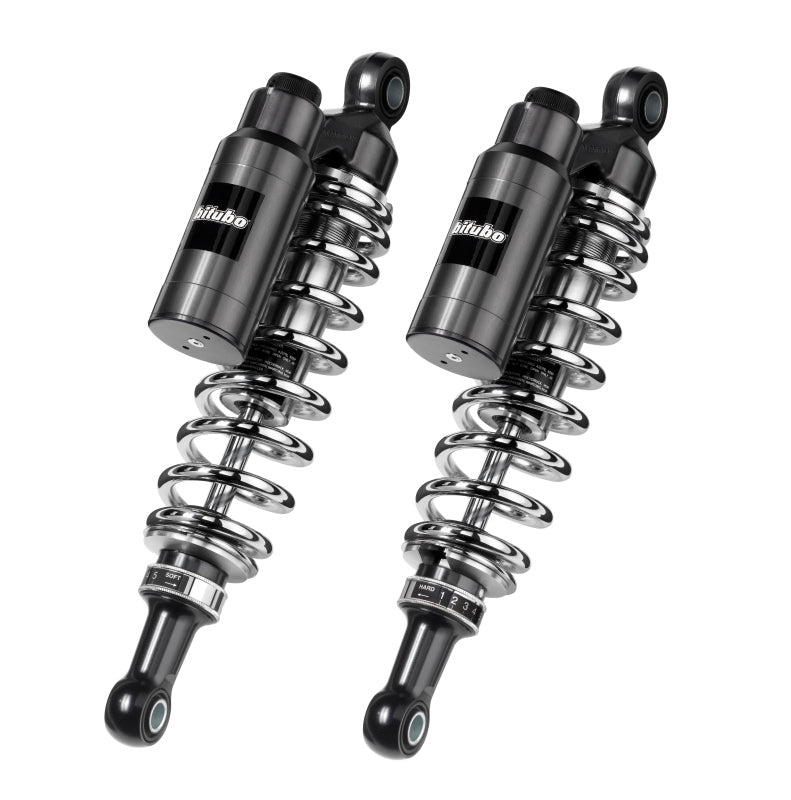 Bitubo Suspension Bitubo WMT0 Twinshocks Adj.: Spring Preload, Reb., Comp., Length 350mm, Piggyback Tank, Chr Edition HD002WMT03