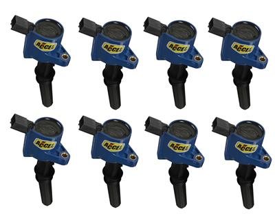 Accel Ignition Coils, Super Coil, Epoxy, Blue, 2-Valve, Ford, Set of 8 - 140032B8