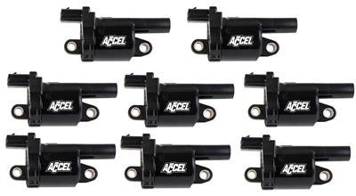 Accel Ignition Coils, Super Coil, Epoxy, Black, Round, GM, Set of 8 - 1400808
