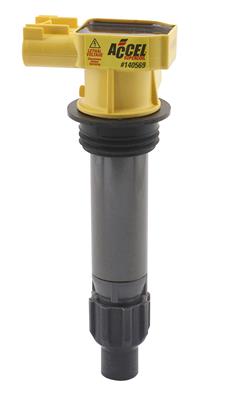 Accel Ignition Coil, Super, C-core, Female/Socket, Epoxy, Round, Yellow, Buick, Cadillac, Chevy - 140569