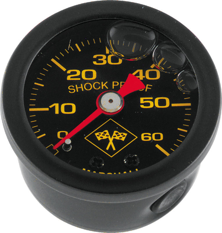 Bikers Choice 0-60 PSI Oil Pressure Gauge Black Face Black Bezel Liquid Filled Universal Custom 496459