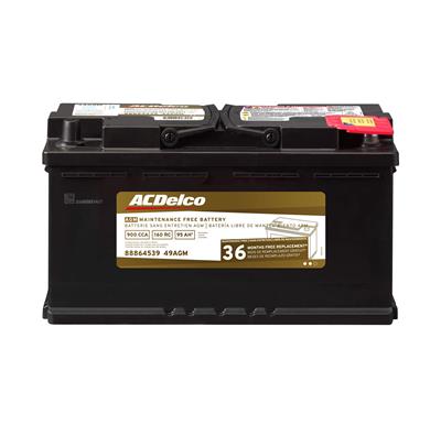 ACDelco Battery, Professional Automotive AGM, Starting, 12 V, 1,080 Cranking Amps, Top Terminals - 49AGM