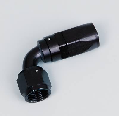 Aeromotive Fitting, Hose End, ProFlex Hose, 90 Degree, -8 AN Hose to Female -8 AN, Aluminum, Black - 15655
