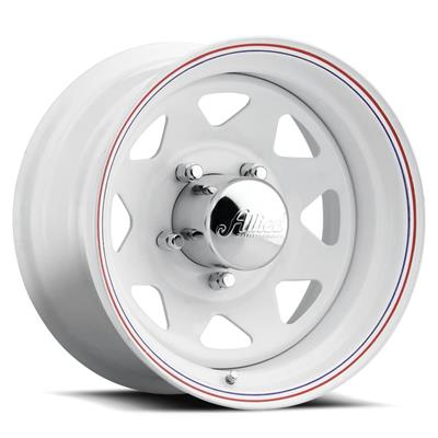 Allied Wheels Wheel, 8-Spoke, Steel, Gloss White, 15 in. x 7.0 in., 8 x 6.50 in. Bolt Circle, 3.75 - 8057080