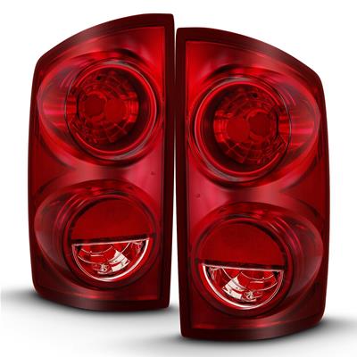 Anzo USA Tail Light Assemblies, OEM-Style, Black/Chrome, Red/Clear Lens, Dodge - 311309
