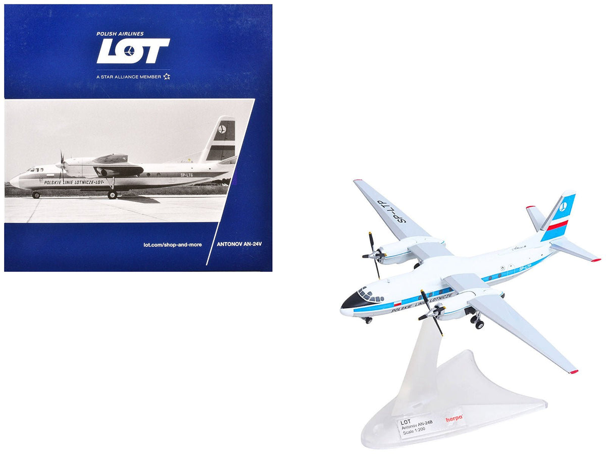 Rapid Vehicles Antonov AN-24V Commercial Aircraft "LOT Polish Airlines" (SP-LTP) White with Blue...