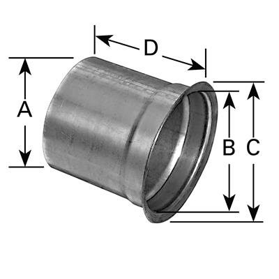 AP Exhaust Exhaust Tubing, Exhaust Pipe Flared Adapters, Round, Steel, Aluminized, 4.000 in. O.D. - 9714