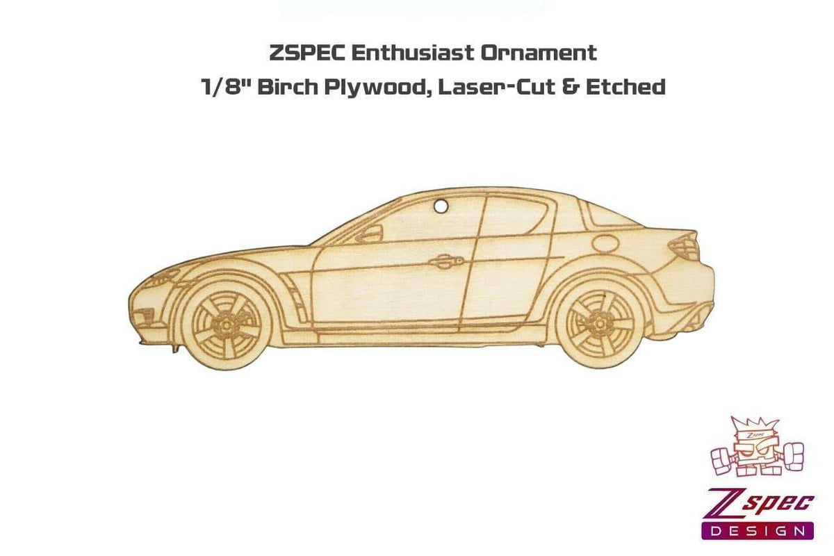 ZSPEC Laser-Engraved Wood Ornament, Style: Mazda RX8, Birch