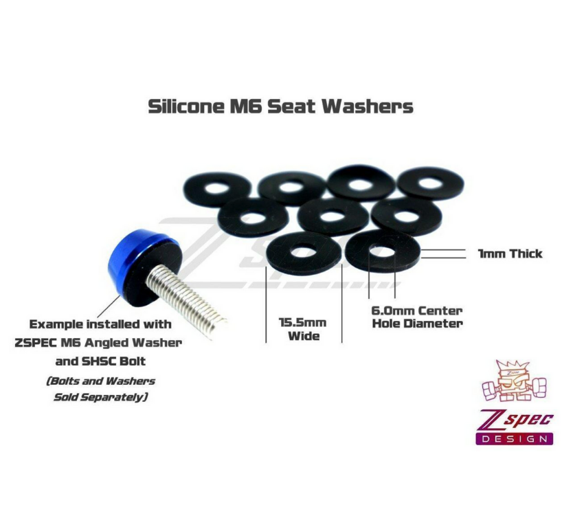 ZSPEC Seat Washers, Silicone-Rubber, fit our M6 Angled Finish Washers, 10-Pack