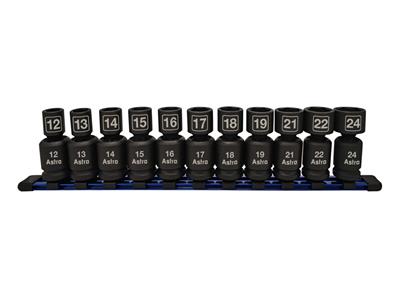 Astro Pneumatic Tool Company Impact Sockets, Nano, 1/2 in. Drive, Metric, 6-Point, Chromoly, Black - 78244