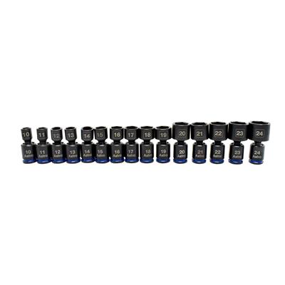 Astro Pneumatic Tool Company Socket Set, Nano Pinless Universal, Impact Rated, 3/8 Drive, Metric - 78315