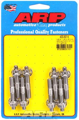 ARP Studs, Stainless, Polished, 12-Point, M8 x 1.25mm, M8-1.25mm, 2.00 in. Length, Set of 8 - 4008014