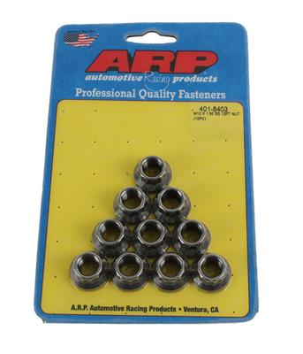 ARP Nuts, 12-Point, M12 x 1.5 Thread Size, Stainless Steel, Polished, 14mm Wrench Diameter, Set of - 4018403