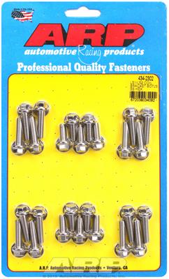 ARP Coil Bracket Bolts, Hex Head, Stainless, Polished, Washers, Chevy, Small Block, LS, Set of 16 - 4342302
