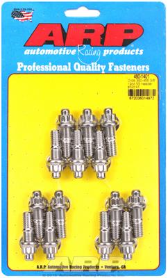 ARP Header Studs, 12-Point Nuts, Stainless Steel, Polished, 3/8 in.-16, Oldsmobile, 330-455, Set of - 4801401
