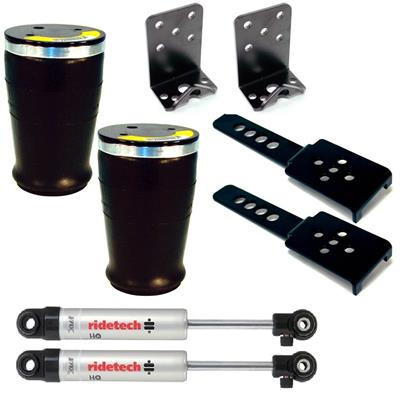 Ridetech Air Spring Helper Kit, AIRoverLeaf Kit, Rear, Air Springs, Brackets, Adjustable Shocks - 12054010