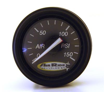 Ridetech Gauge, Air Pressure, 0-150 psi, 2 in. Diameter, Analog, Mechanical, Black Face, Dual - 31960003