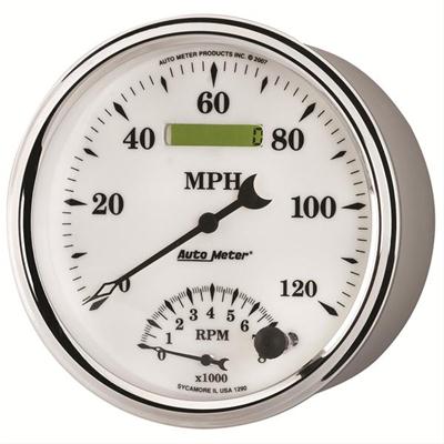AutoMeter Speedometer, Tachometer; Old Tyme White II; Tach/Speedo Combo; 5 in.; 120 MPH; 8000 RPM - 1290