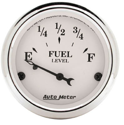 AutoMeter Gauge, Old Tyme White, Fuel Level, Empty/Full, 0 Ohms/90 Ohms, 2 1/16 in., Analog - 1604