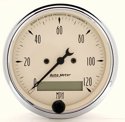AutoMeter Speedometer, 0-120 mph, 3 1/8 in., Analog, Electrical, Each - 1887