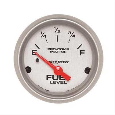 Auto Meter Marine Gauge, Fuel Level, Marine, Empty-Full, 2 1/16 in., Analog, Electrical, Sliver - 20076033