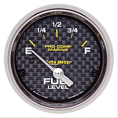 Auto Meter Marine Gauge/Analog, Fuel Level, Empty-full, 2 1/6 in. Diameter, 90 Degree Sweep - 20076040