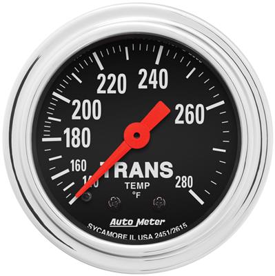 AutoMeter Gauge, Traditional Chrome, Transmission Temperature, 140-280 Degrees F, 2 1/16 in. - 2451
