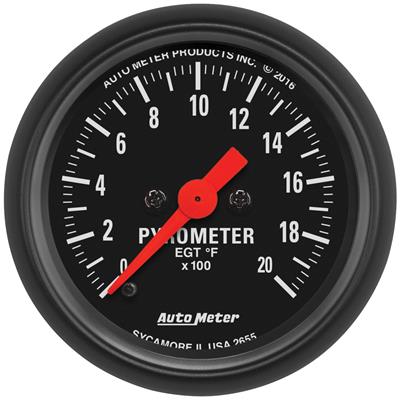 AutoMeter Gauge, EGT/Pyrometer, 0-2,000 Degrees, 2 1/16 in., Analog, Electrical, Black Face, Each - 2655
