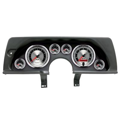 AutoMeter Gauge Kit, American Muscle, Analog, Silver Face, Speedometer, Tach, Oil, Water, Volt - 292601