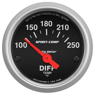 AutoMeter Gauge, Sport-Comp, Differential Temperature, 100-250 Degrees, 2 1/16 in., Analog - 3349