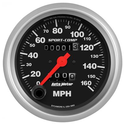 AutoMeter Speedometer, Sport-Comp, 0-160 mph, 3 3/8 in., Analog, Mechanical, Each - 3993