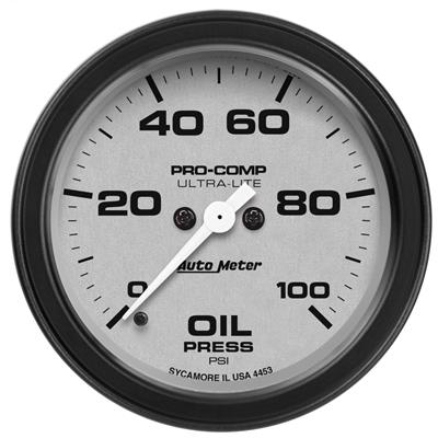 AutoMeter Gauge, Ultra-Lite, Oil Pressure, 0-100 psi, 2 5/8 in., Analog, Electrical, Each - 4453
