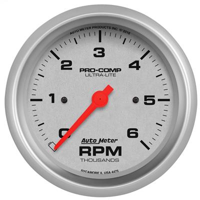 AutoMeter Tachometer Gauge, Analog, 0-6,000 rpm, 3 3/8 in. Diameter, Full Sweep, Electrical, Each - 4475