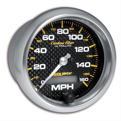 AutoMeter Speedometer, Carbon Fiber Ultra-Lite, 0-160 mph, 3 3/8 in., Analog, Electrical, Each - 4789
